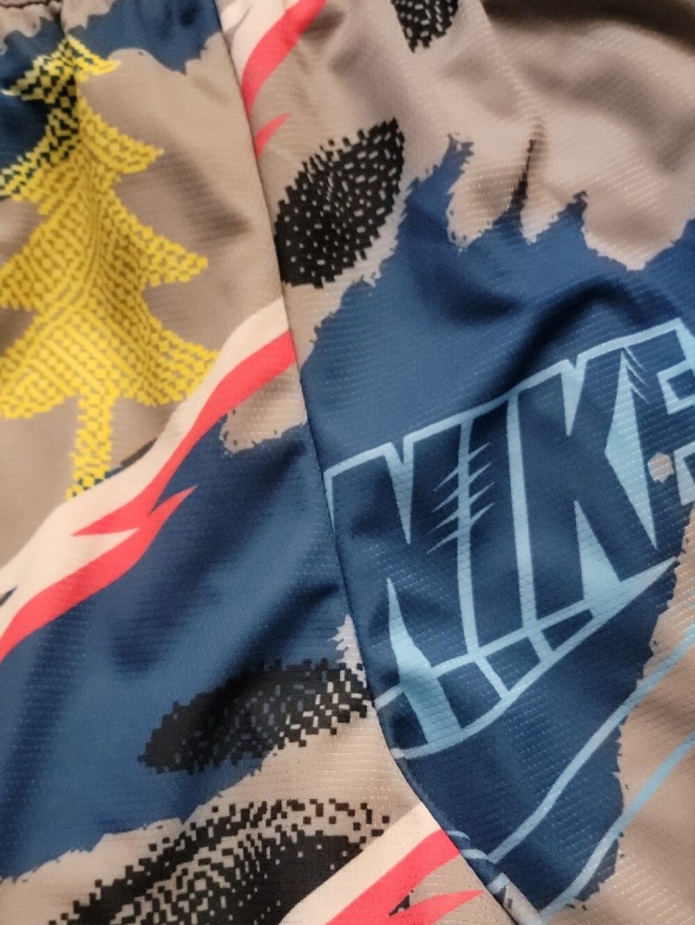 Nike Grey Blue Athletic Shorts with Yellow Graphic - Picture 5 of 7